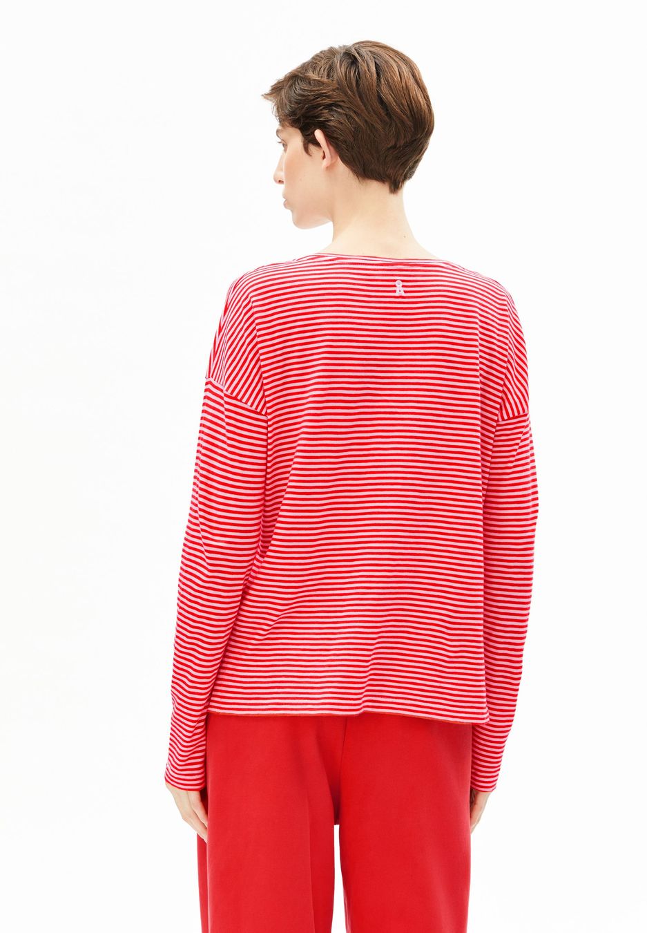 Longsleeve Xianaa Stripes pink mist-mars red von Armedangels Longsleeve Xianaa Stripes pink mist-mars red von Armedangels