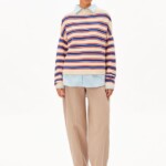 Strickpullover Merinaa Stripes oatmilk-mars red-dynamo blue von Armedangels