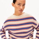 Strickpullover Merinaa Stripes oatmilk-mars red-dynamo blue von Armedangels