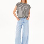 T-Shirt Slub Jersey Stripe black-oatmilk von Armedangels