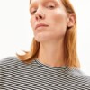 T-Shirt Slub Jersey Stripe black-oatmilk von Armedangels