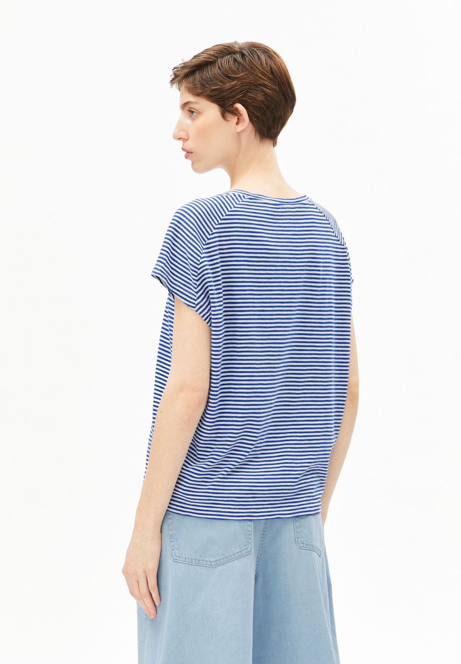 T-Shirt Slub Jersey Stripe oatmilk-dynamo blue von Armedangels