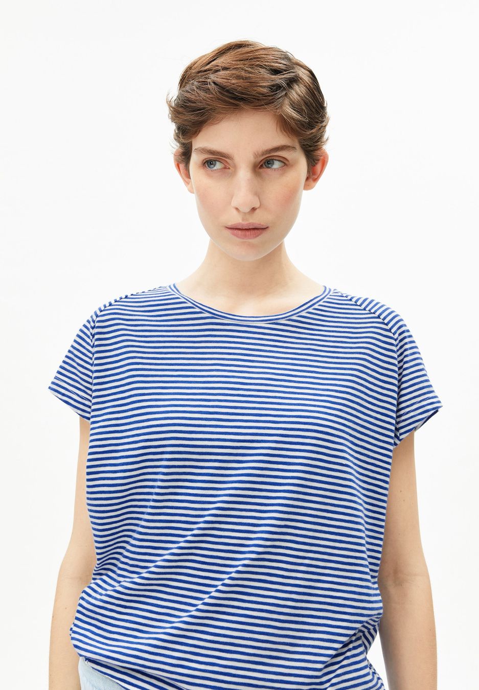 T-Shirt Slub Jersey Stripe oatmilk-dynamo blue von Armedangels