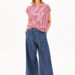 T-Shirt Slub Jersey Stripe pink mist-mars red von Armedangels