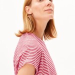 T-Shirt Slub Jersey Stripe pink mist-mars red von Armedangels