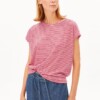 T-Shirt Slub Jersey Stripe pink mist-mars red von Armedangels
