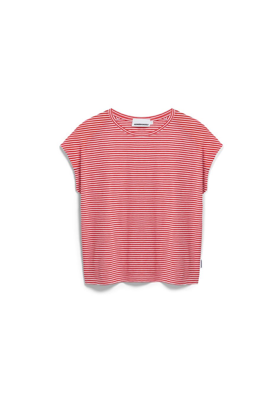T-Shirt Slub Jersey Stripe pink mist-mars red von Armedangels