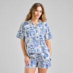 Bluse Torup Ocean Squares rainy day von Dedicated.
