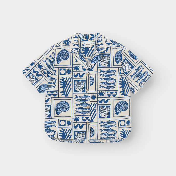 Bluse Torup Ocean Squares rainy day von Dedicated.