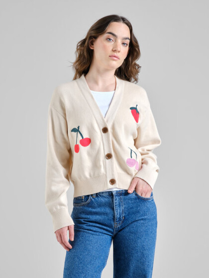 Cardigan Kanan Application Berries whitecap gray von Dedicated.
