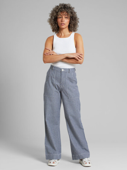 Hose Workwear Vara Work Stripe blue von Dedicated.
