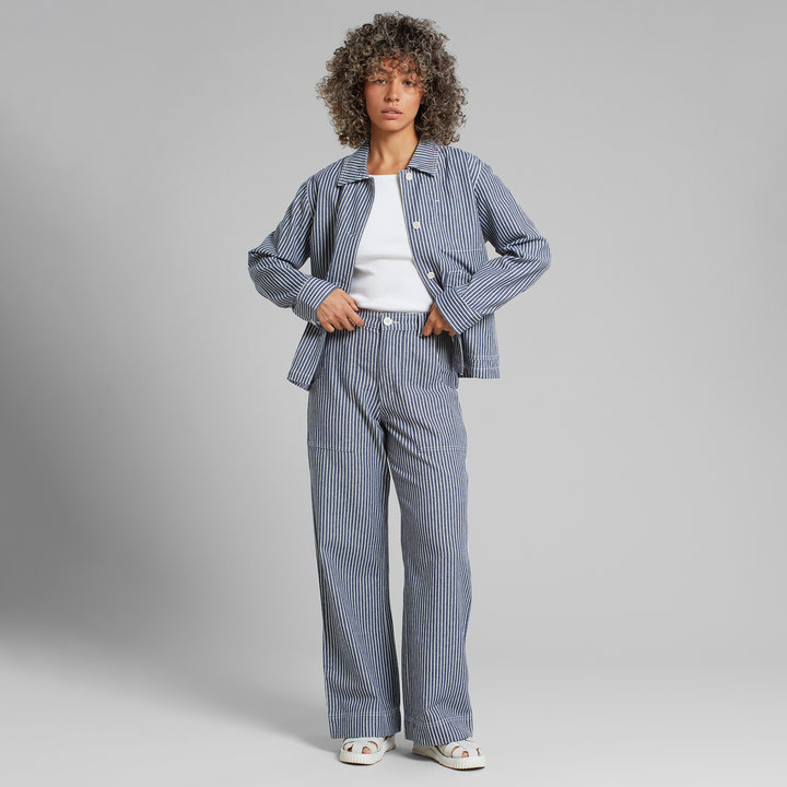 Hose Workwear Vara Work Stripe blue von Dedicated.