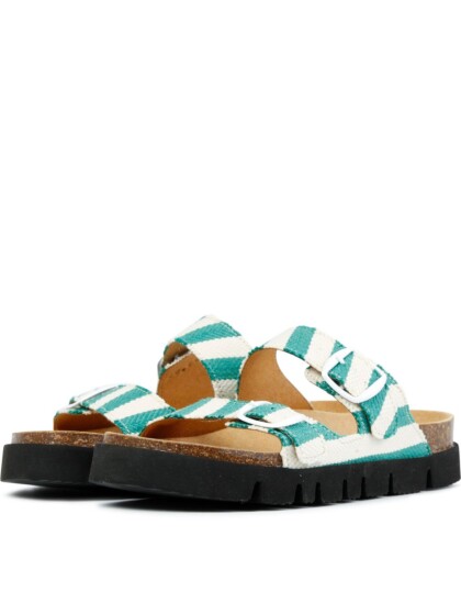 Pantolette Noelia Stripes white-green von Grand Step Shoes