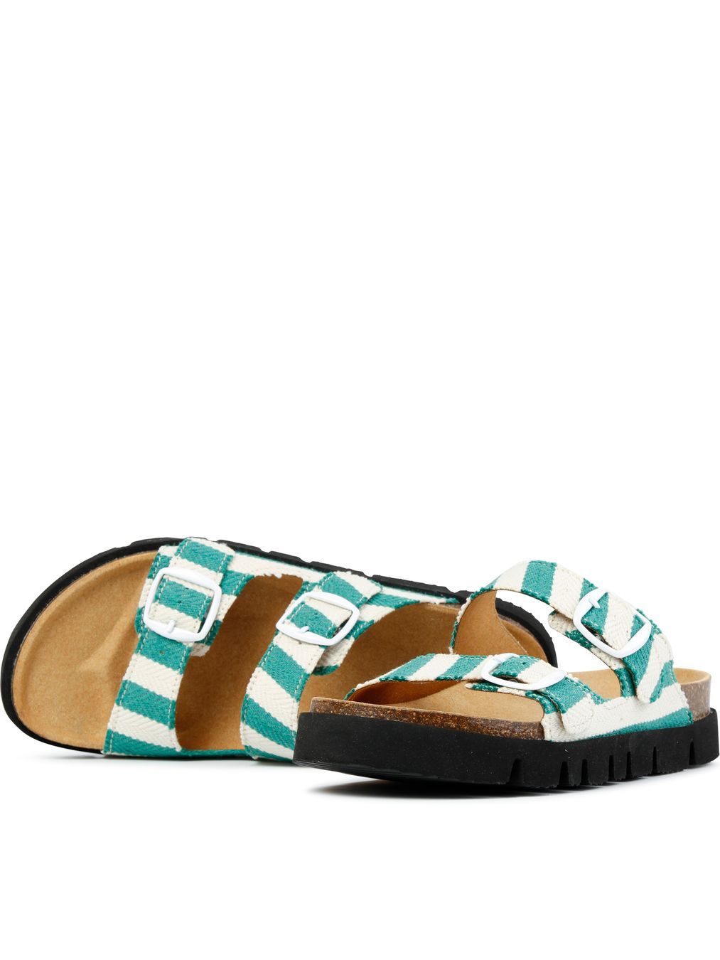 Pantolette Noelia Stripes white-green von Grand Step Shoes