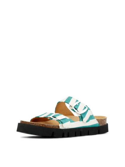 Pantolette Noelia Stripes white-green von Grand Step Shoes