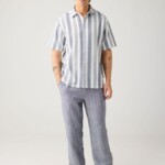Hemd Relaxed Stripe Short Sleeve blue stripe von KnowledgeCotton Apparel
