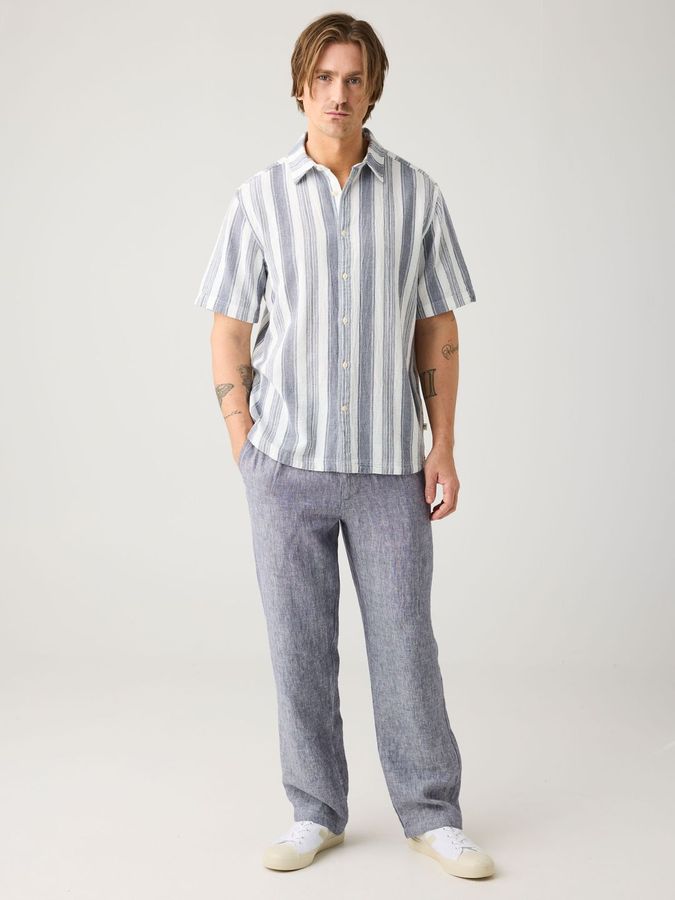Hemd Relaxed Stripe Short Sleeve blue stripe von KnowledgeCotton Apparel