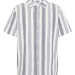 Hemd Relaxed Stripe Short Sleeve blue stripe von KnowledgeCotton Apparel