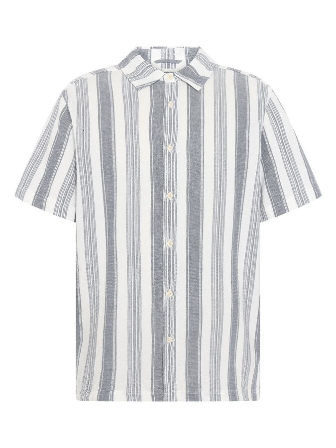 Hemd Relaxed Stripe Short Sleeve blue stripe von KnowledgeCotton Apparel