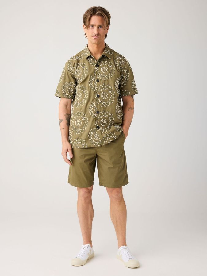 Shorts Fig Loose Poplin burned olive von KnowledgeCotton Apparel