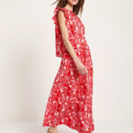 Blusenshirt mit Volant print bloom red von Lanius