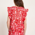 Blusenshirt mit Volant print bloom red von Lanius