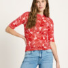 Stehkragenshirt aus TENCEL™ print bloom red von Lanius