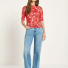 Stehkragenshirt aus TENCEL™ print bloom red von Lanius