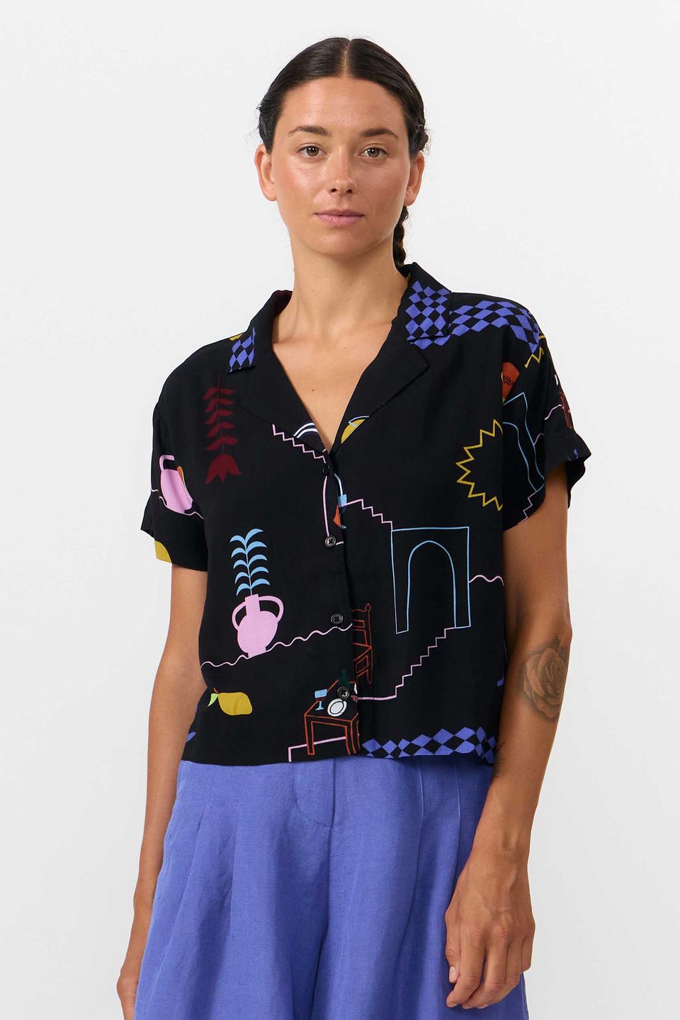 Bluse Nyasa Print Holiday black von Suite13 LAB
