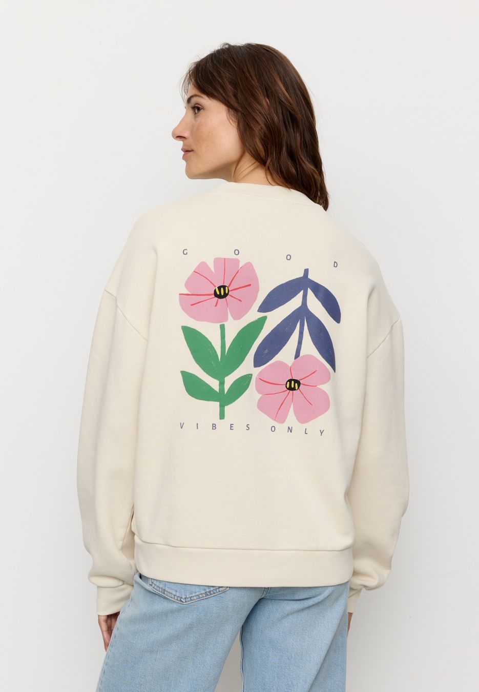 Sweatshirt Nerine Good Vibes arctic white von recolution