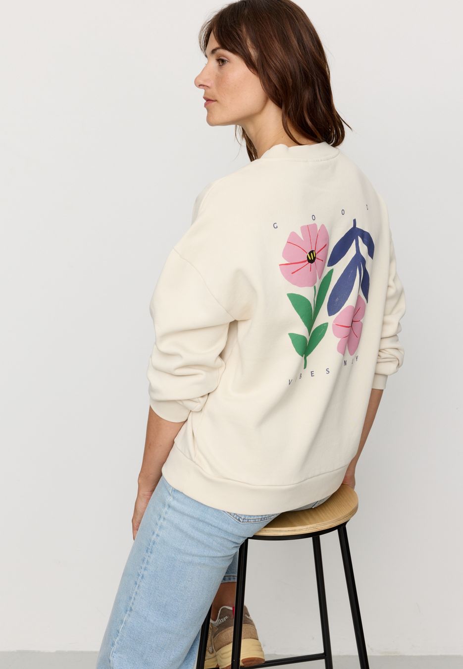 Sweatshirt Nerine Good Vibes arctic white von recolution