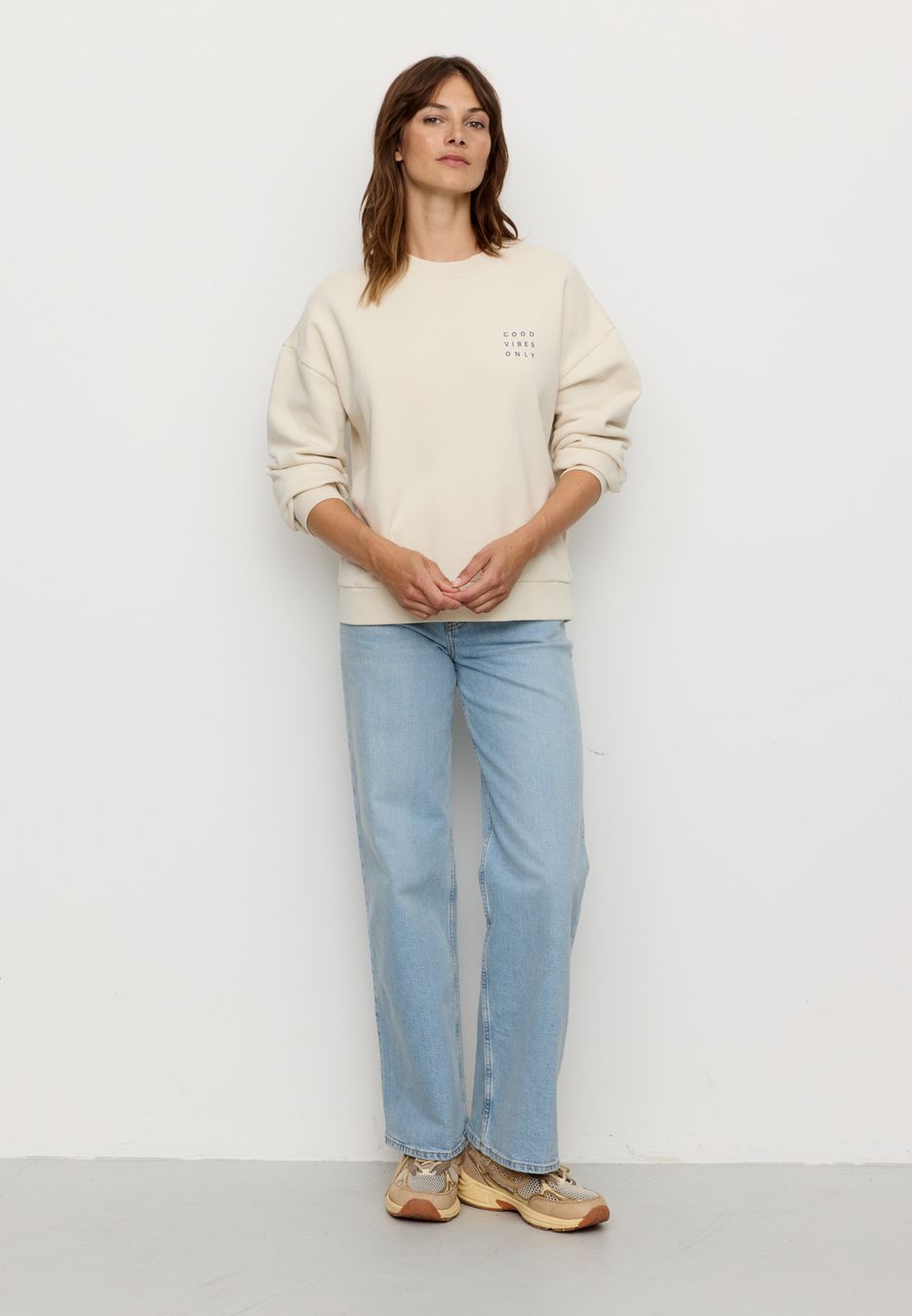 Sweatshirt Nerine Good Vibes arctic white von recolution