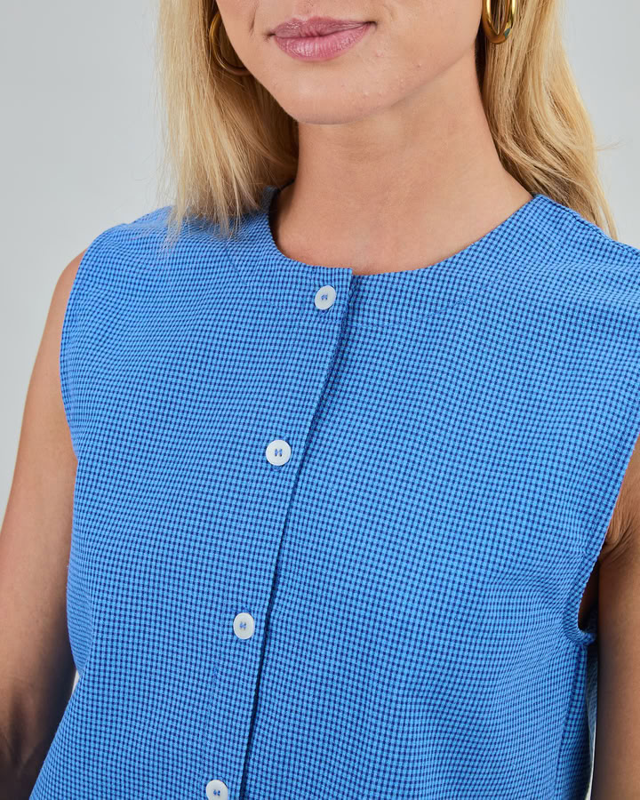 Bluse Checks Button Up blue von Brava Fabrics