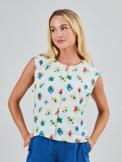 Bluse Mini Flower Button Up ecru von Brava Fabrics