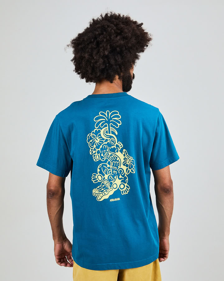 T-Shirt Asis Percales Crocodylus blue von Brava Fabrics