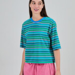 T-Shirt Stripes Boxy blue von Brava Fabrics