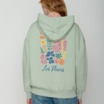 Hoodie Mello Les Fleurs muted mint von Greenbomb