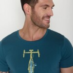 T-Shirt Guide Bike Front Stamp blue stone von Greenbomb