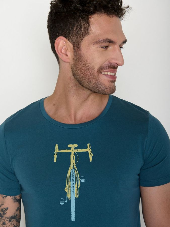 T-Shirt Guide Bike Front Stamp blue stone von Greenbomb