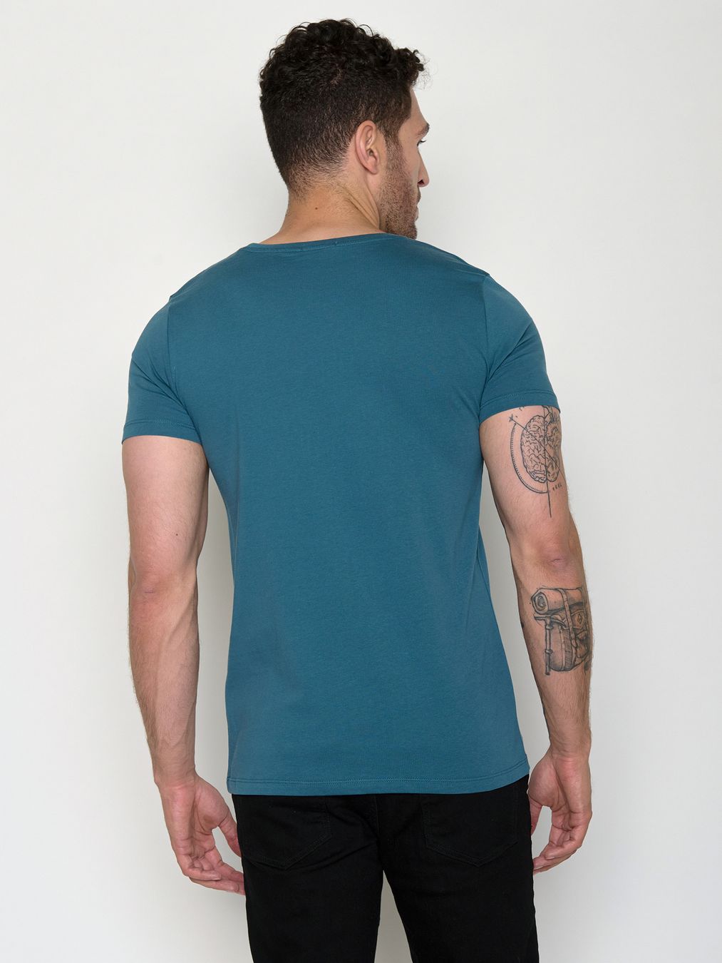 T-Shirt Guide Bike Front Stamp blue stone von Greenbomb