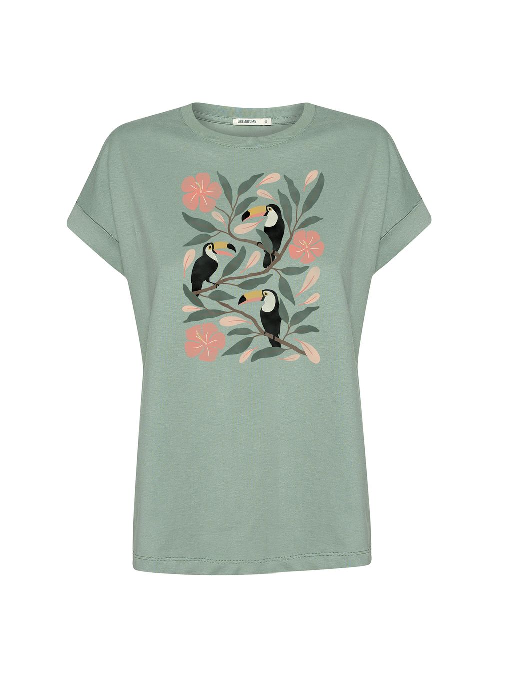 T-Shirt Loony Tucan Flower pale green von Greenbomb