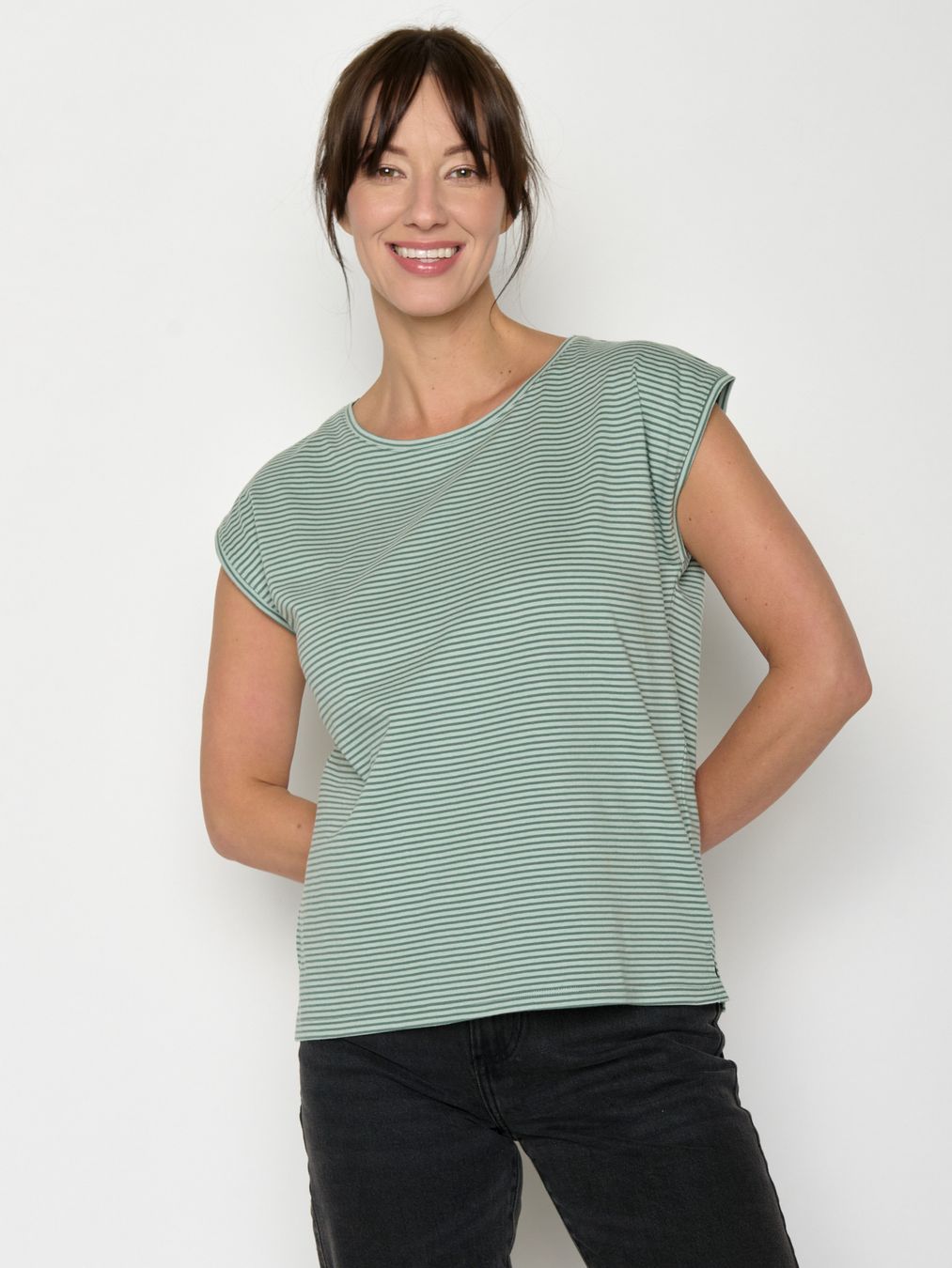 T-Shirt Timid Basic bamboo stripes von Greenbomb