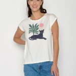 T-Shirt Timid Panther Leaves moonstone von Greenbomb