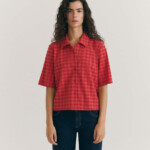 Bluse Ane Seersucker red checks seersucker von Thinking MU