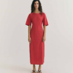 Kleid Kina red checks seersucker von Thinking MU