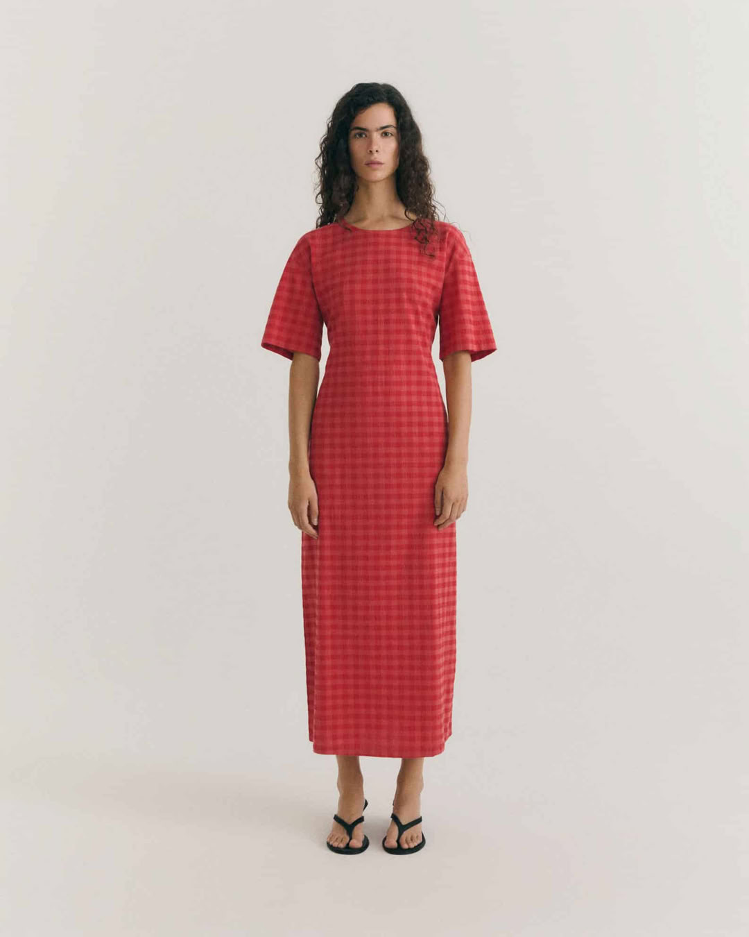 Kleid Kina red checks seersucker von Thinking MU