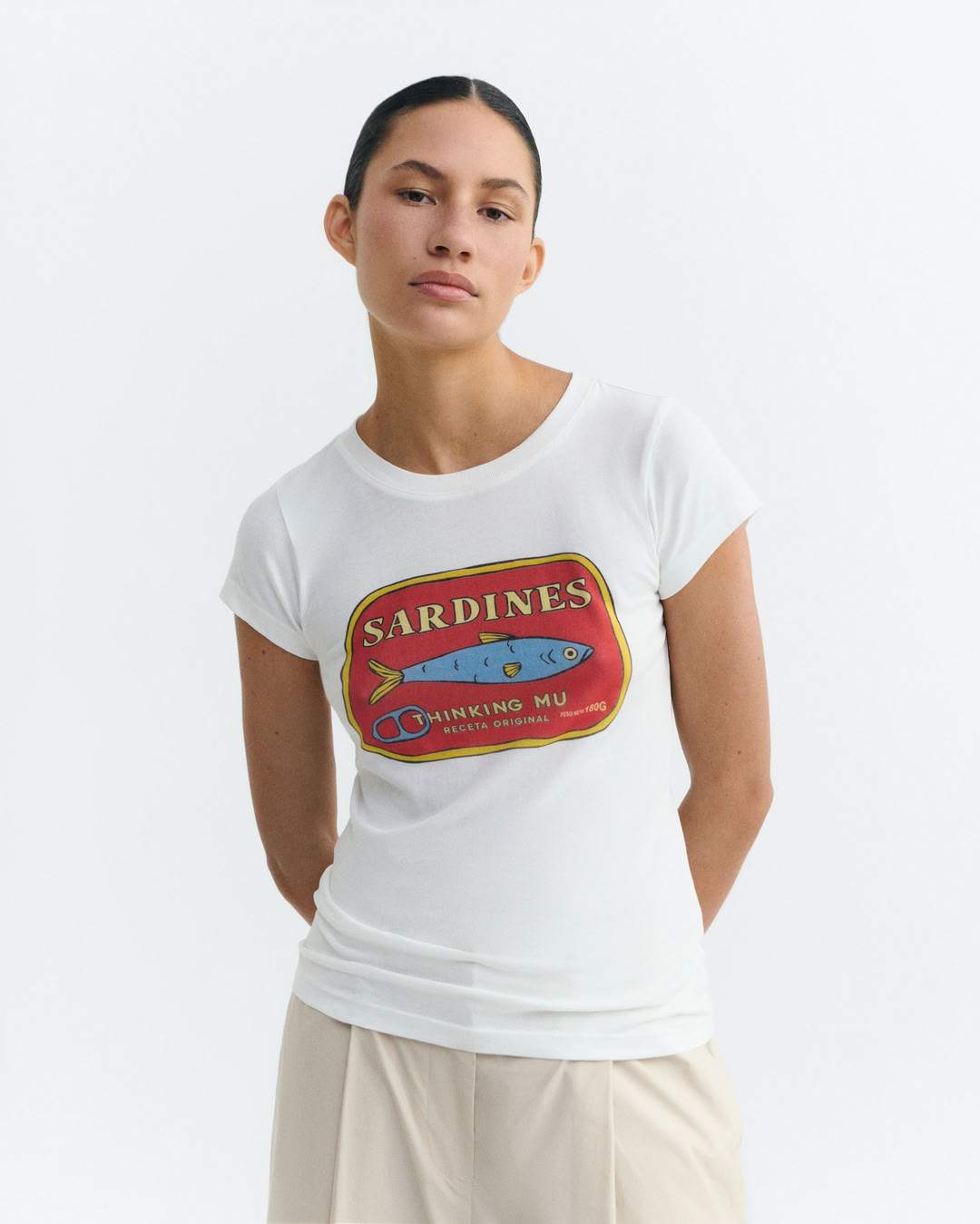T-Shirt Mirina Sardines snow white von Thinking MU