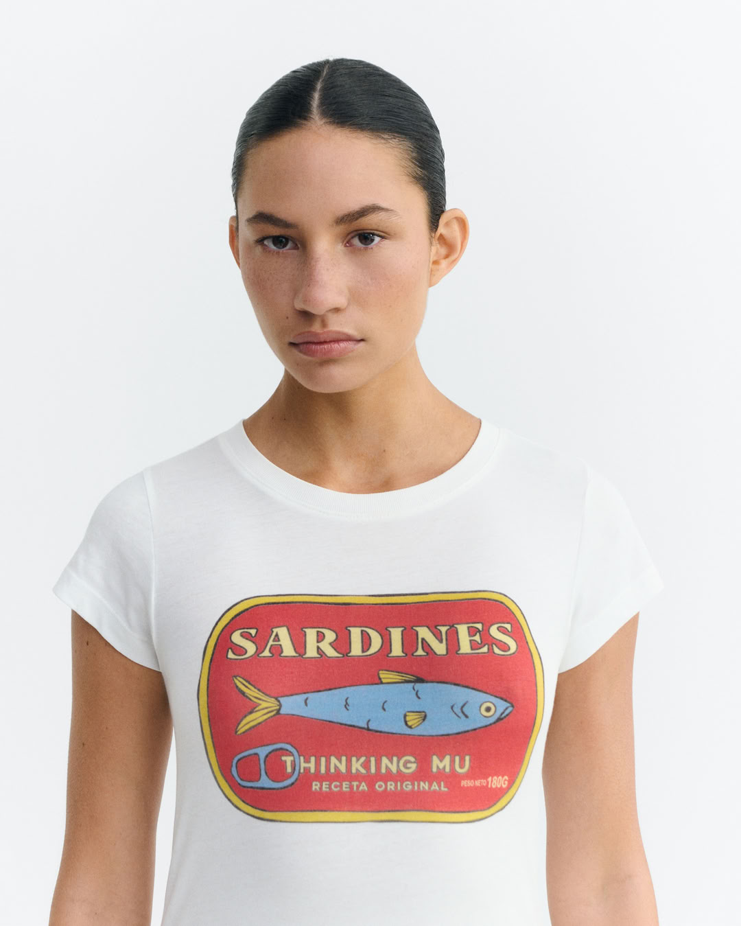 T-Shirt Mirina Sardines snow white von Thinking MU