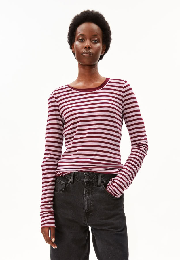 Longsleeve Einiaara Stripe moonlit lilac-velvet red von Armedangels Longsleeve Einiaara Stripe moonlit lilac-velvet red von Armedangels