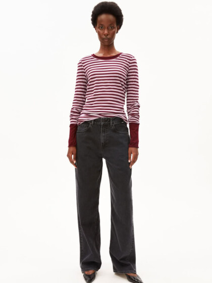 Longsleeve Einiaara Stripe moonlit lilac-velvet red von Armedangels